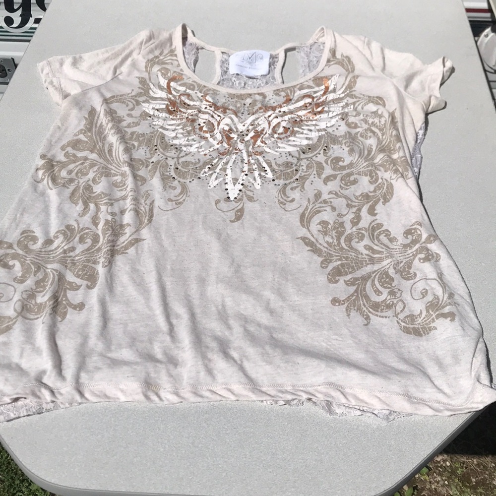 Maurice’s premium size 3 lace black cream top